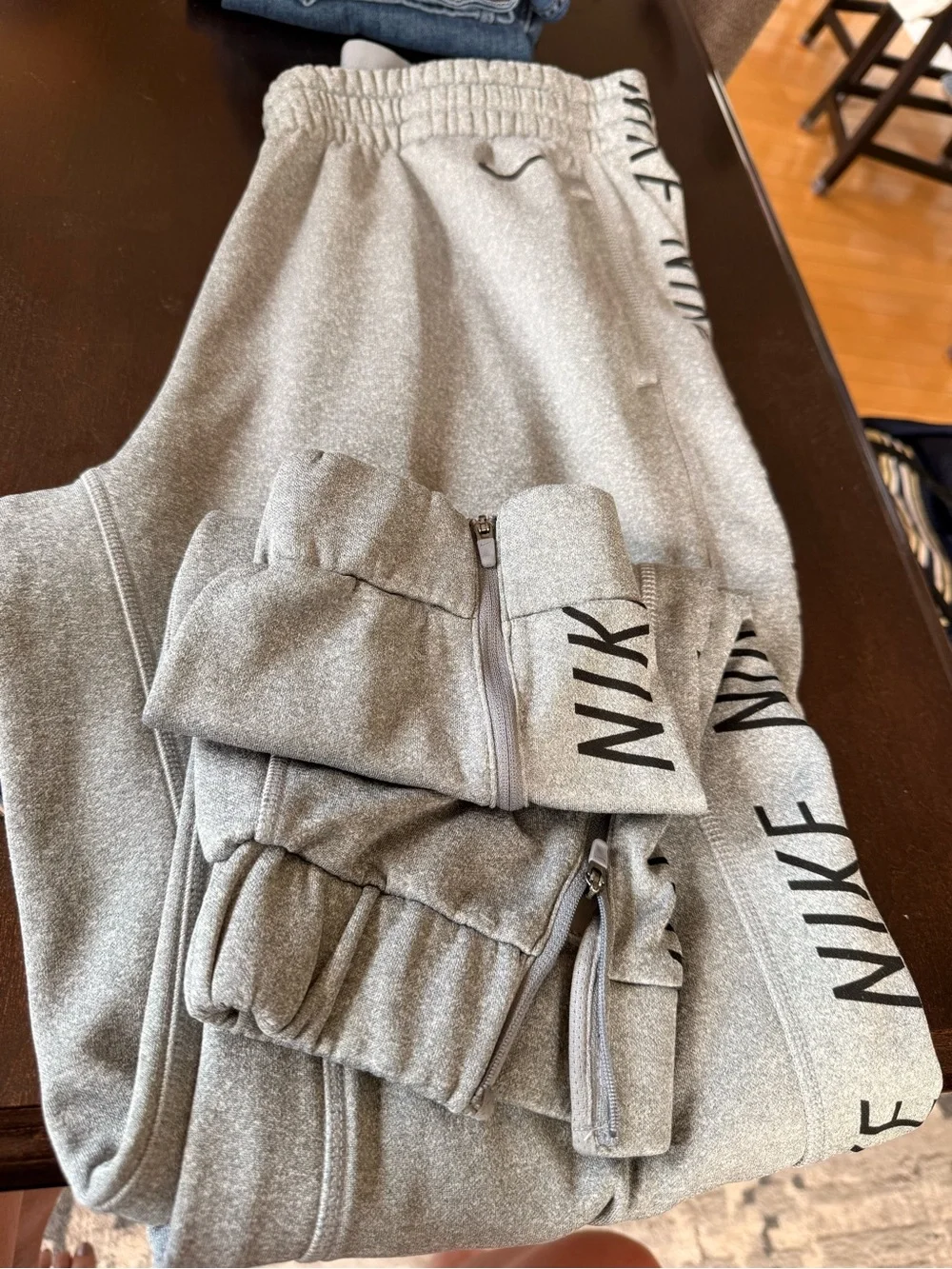 Nike  Gray Fleece Joggers with Side Logo
